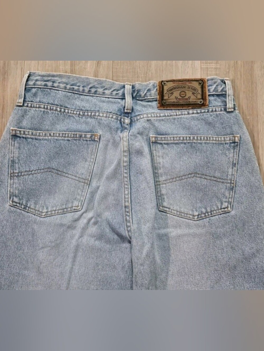 Armani Jeans Mens Blue Jeans Sz 34x32 Denim 90s Light Wash Straight Leg VTG USA - Picture 9 of 15